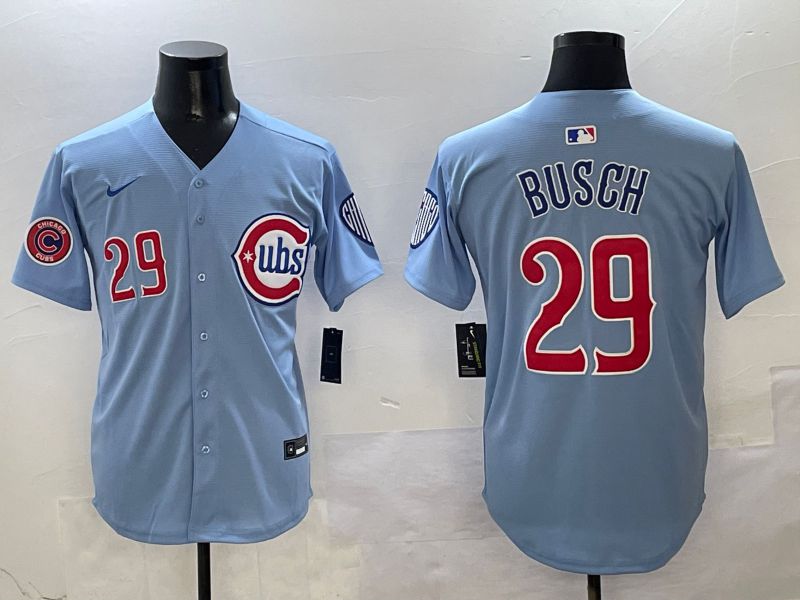Men Chicago Cubs #29 Busch Light Blue Game 2025 Nike MLB Jersey style 2